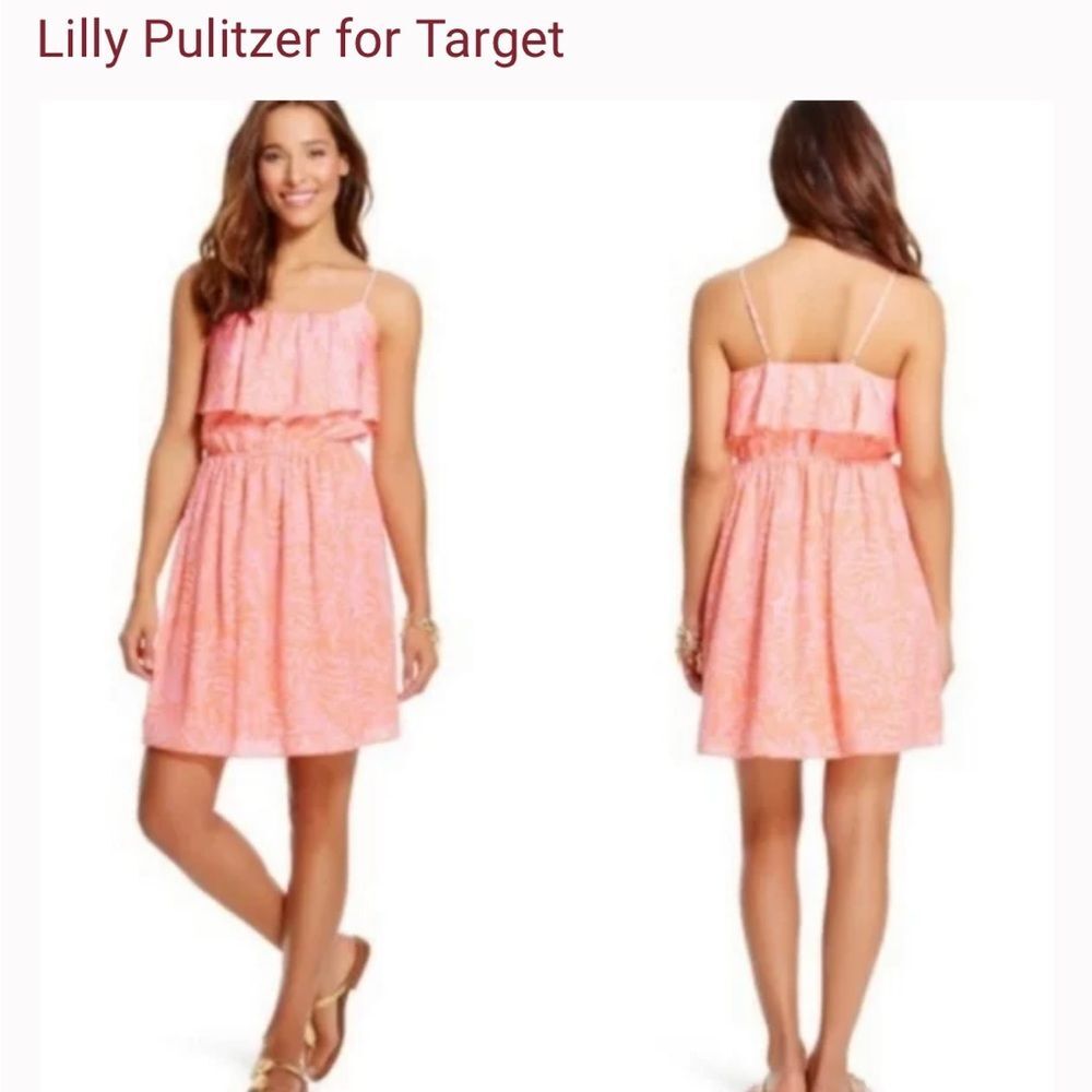 Lilly Pulitzer for Target Womens Ruffle Dress Small Coral Spring Vacation New